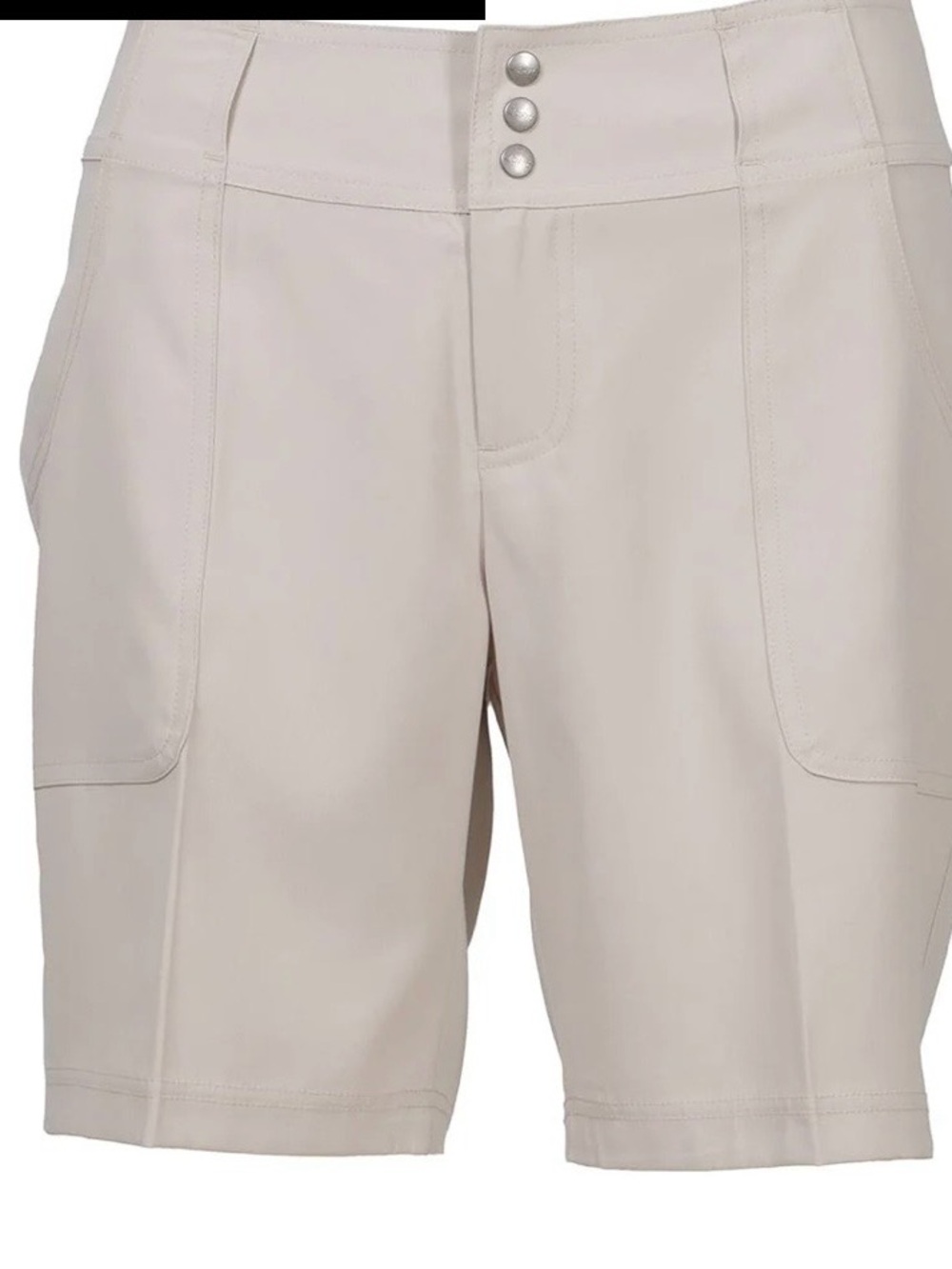 Jofit Beige High-Rise Bermuda golf Shorts with Front Patch Pockets